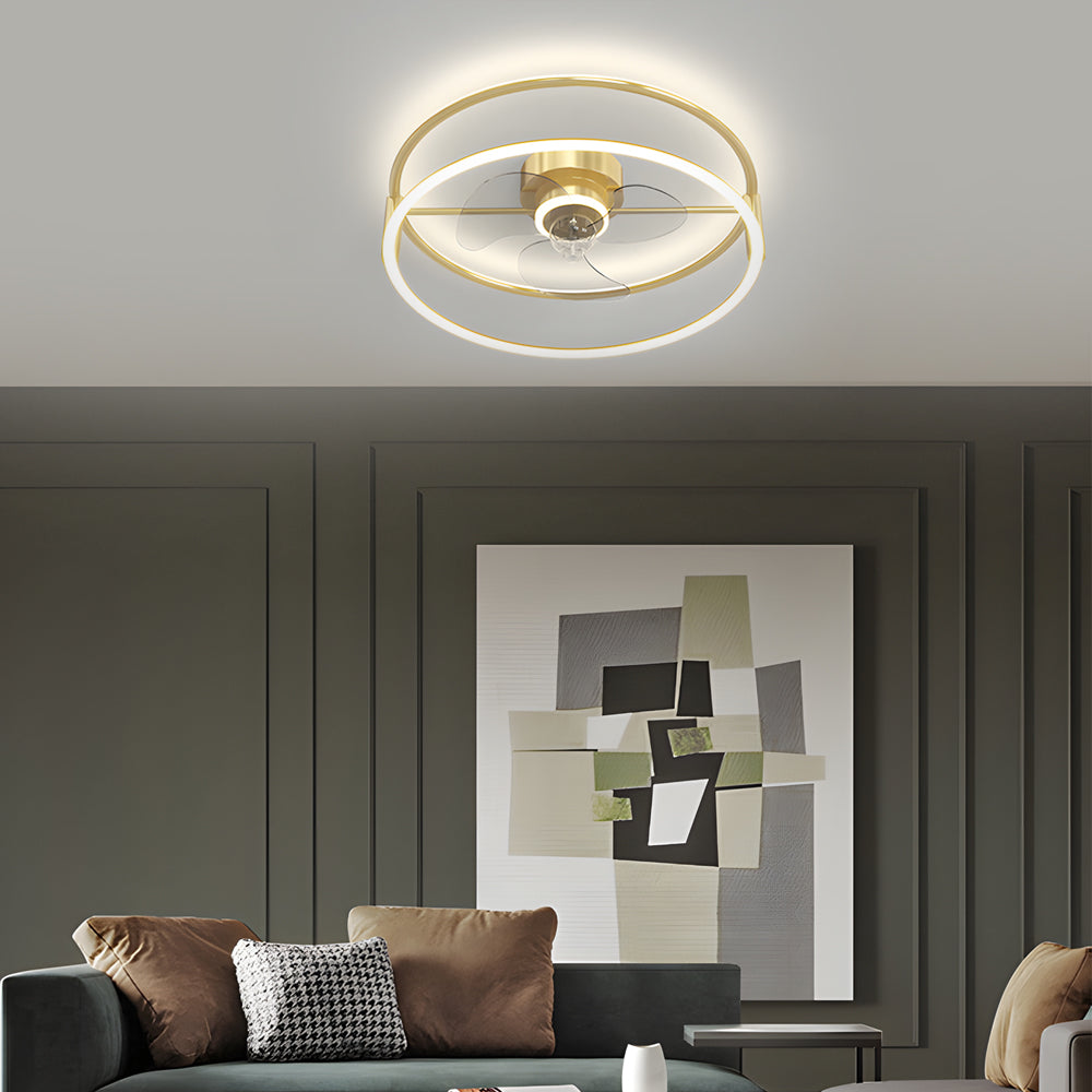 Minimalist Ring Three Step Dimming Led Mute Modern Bladeless Ceiling Fan Lights