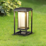 Square Black Solar Pathway Lights with Ribbed Glass Shade for Modern Outdoor Spaces