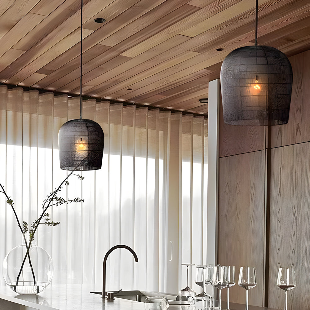 Simple Iron Woven Wabi Sabi Zen Lanterns Japanese Style Chandelier