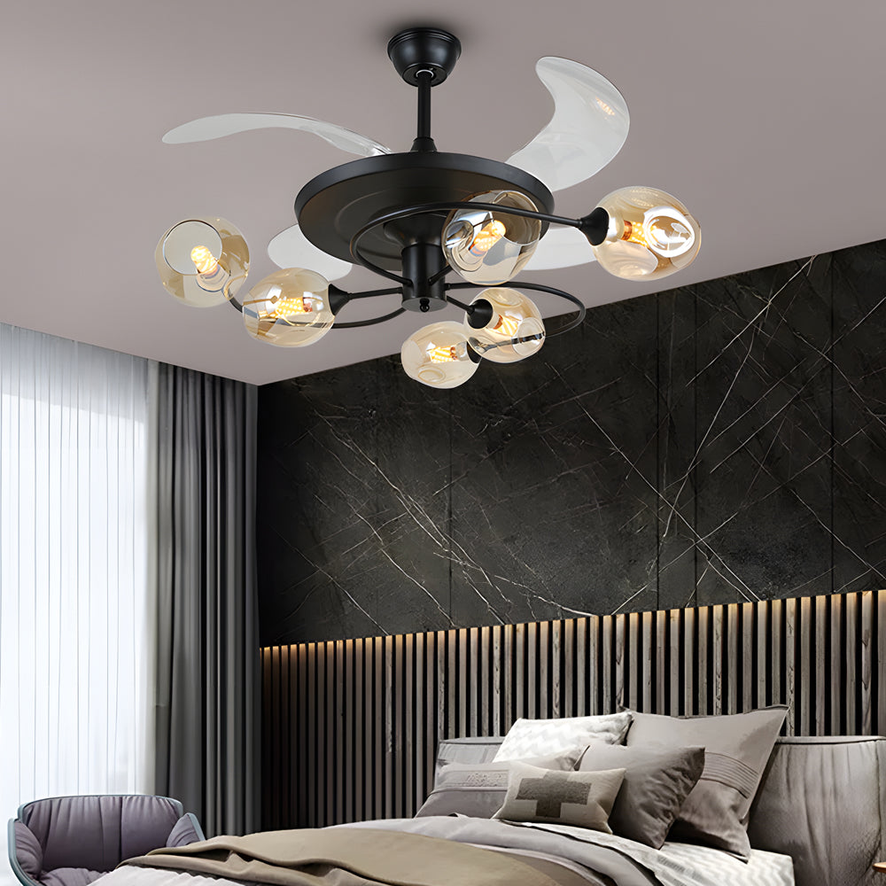 41 In 4 Blades Ceiling Fan Lights With 6 8 Light Glass Shades Remote Control