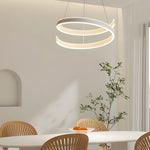 Matte White Twisted Chandelier Dimmable Led Ring Pendant Lamp