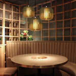 Wood Lantern Fabric Lampshade Led Minimalist Japanese Style Chandelier Li002748