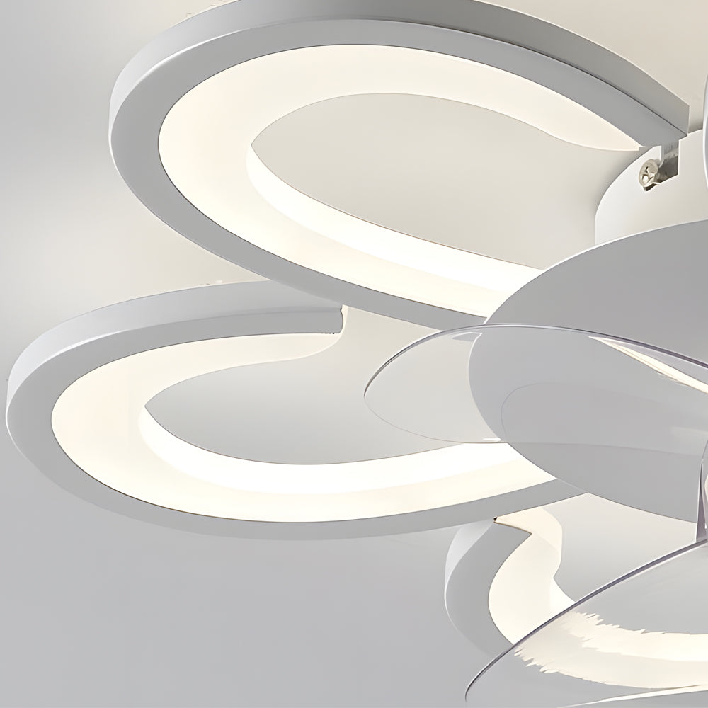 19 7 In 6 Speed White Flush Mount Flower Ceiling Fan Light