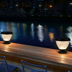 Round Led Black Modern Solar Post Light