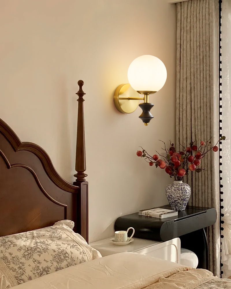 Elodie Globe Wall Sconce — Modern Brass & Glass Wall Light for Bedroom, Living Room
