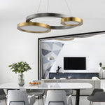 Circular Led Chandelier Multi Ring Hanging Suspension Lights In Brass Pearl Black Finish