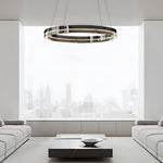 Black Glass Dimmable Led Ring Pendant Chandelier