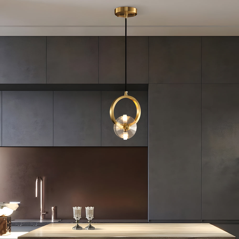 1 3 Light Round Copper Crystal Led Pendant Light