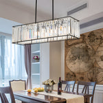 Long Rectangular Crystal 3 Step Dimming American Style Chandelier