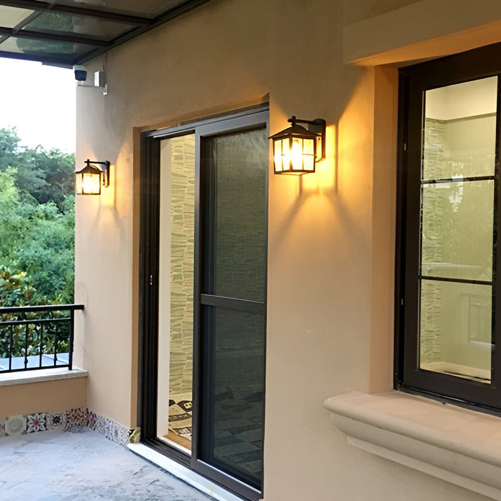 Lantern Shaped Glass Waterproof Modern Wall Sconce