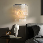 Gold Chrome Coastal Capiz Shell Wall Sconce Led Metallic Bedside Wall Lighting