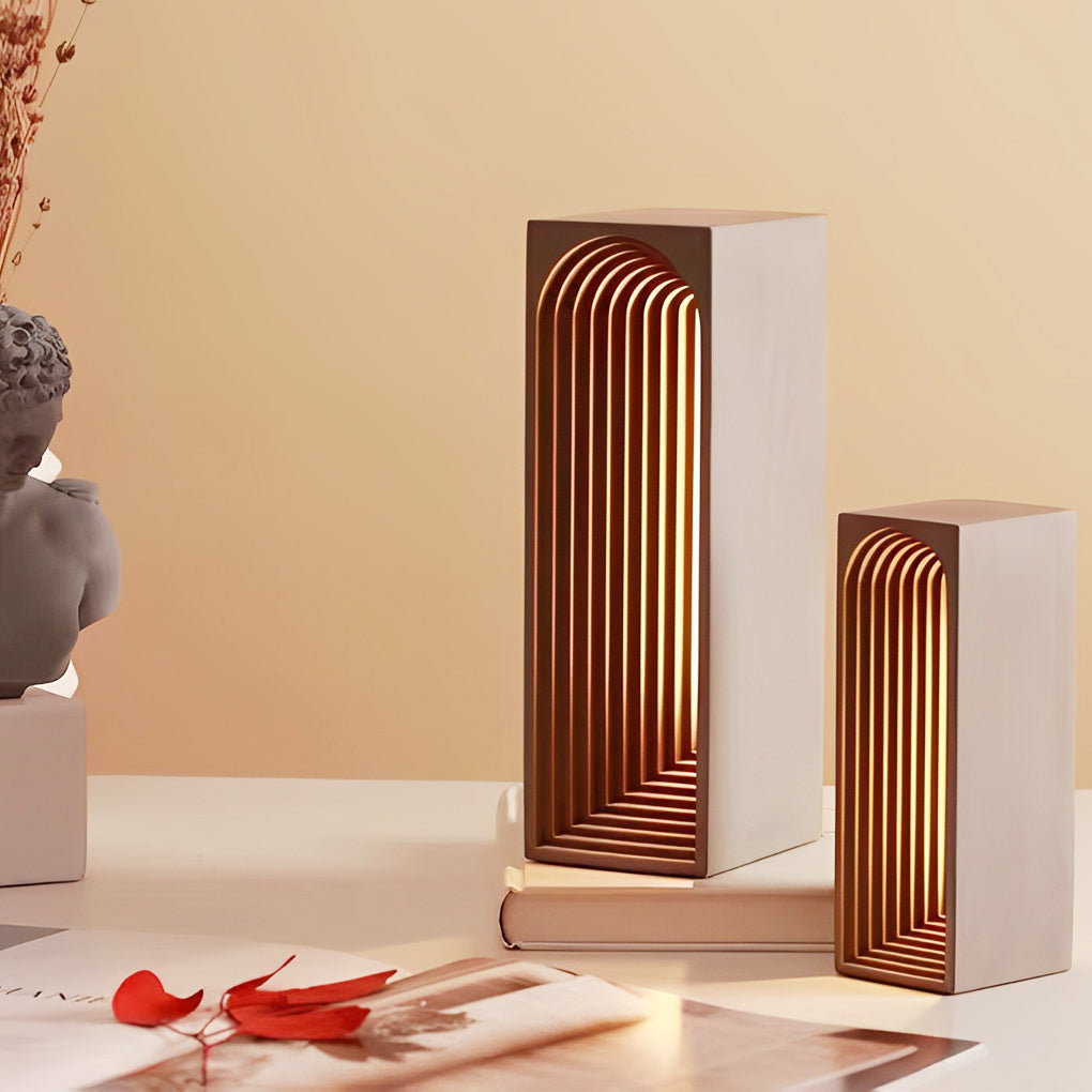 Nordic Usb Concrete Led Rectangle Table Lamp