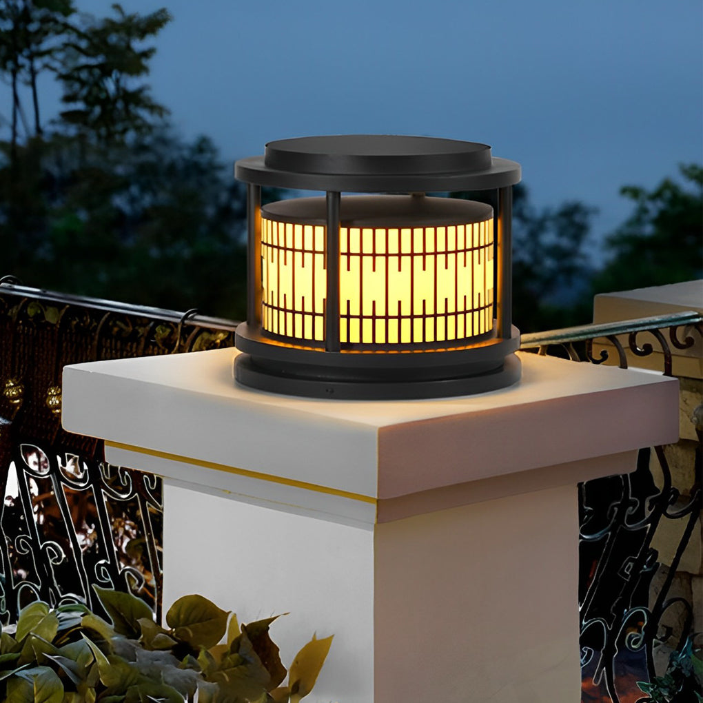 Round Solar Fence Post Lights Ha079569
