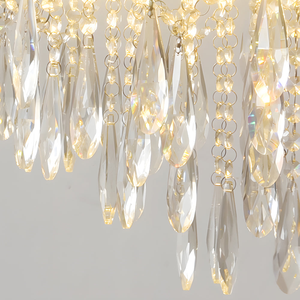 Elegant Glass Crystal Pendant 3 Step Dimming French Style Chandelier
