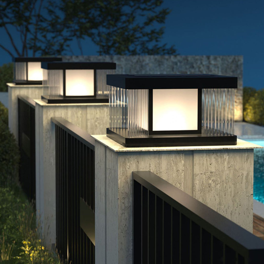 Black Modern Solar Fence Post Light Ha091175