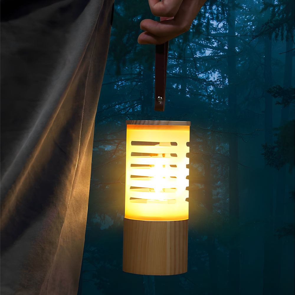 Portable Wood Usb Rechargeable Led Camping Lantern
