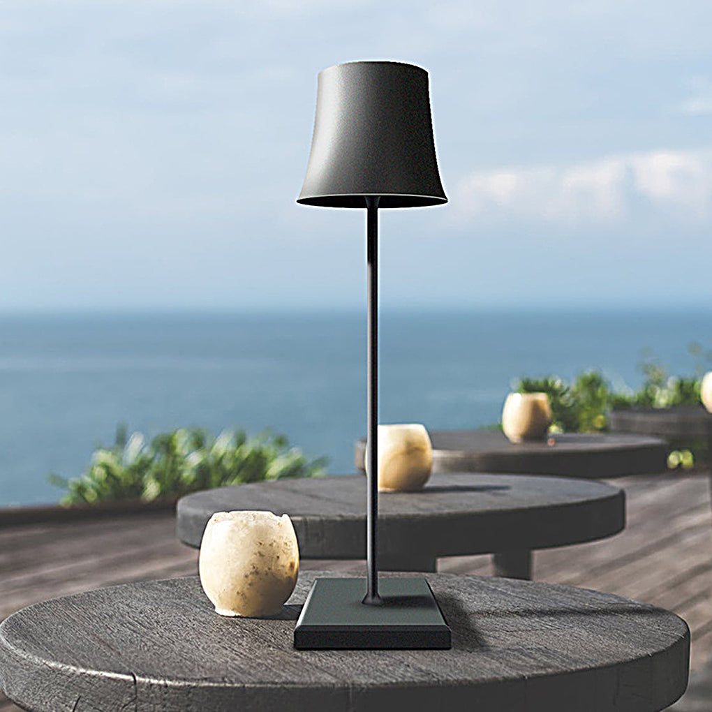 15 Inch Cordless Modern Cool Hue Metal Table Lamp Black White