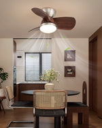 Miroter Ceiling Fan Light with LED, Flush Mount, Walnut & Nickel