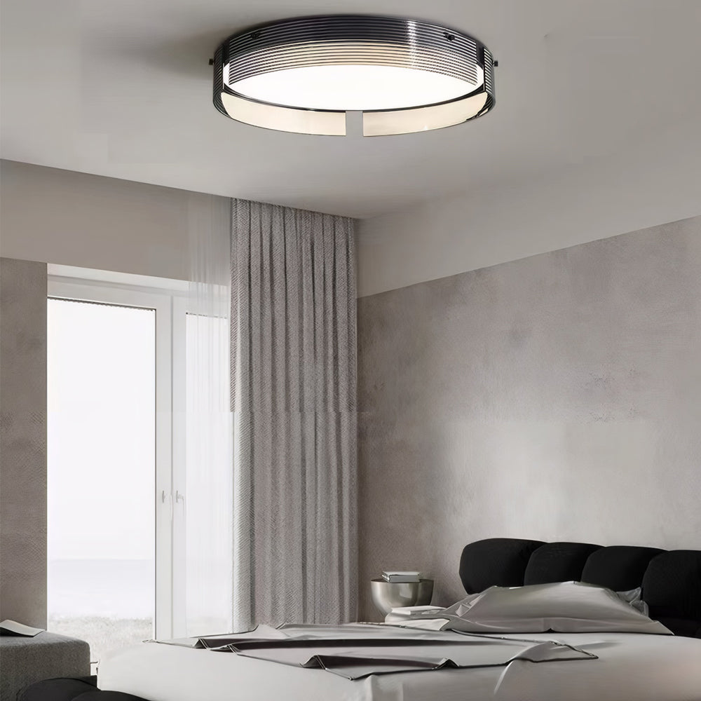 16 5 20 5 In Round Black Stripe Glass Led Flush Mount Light