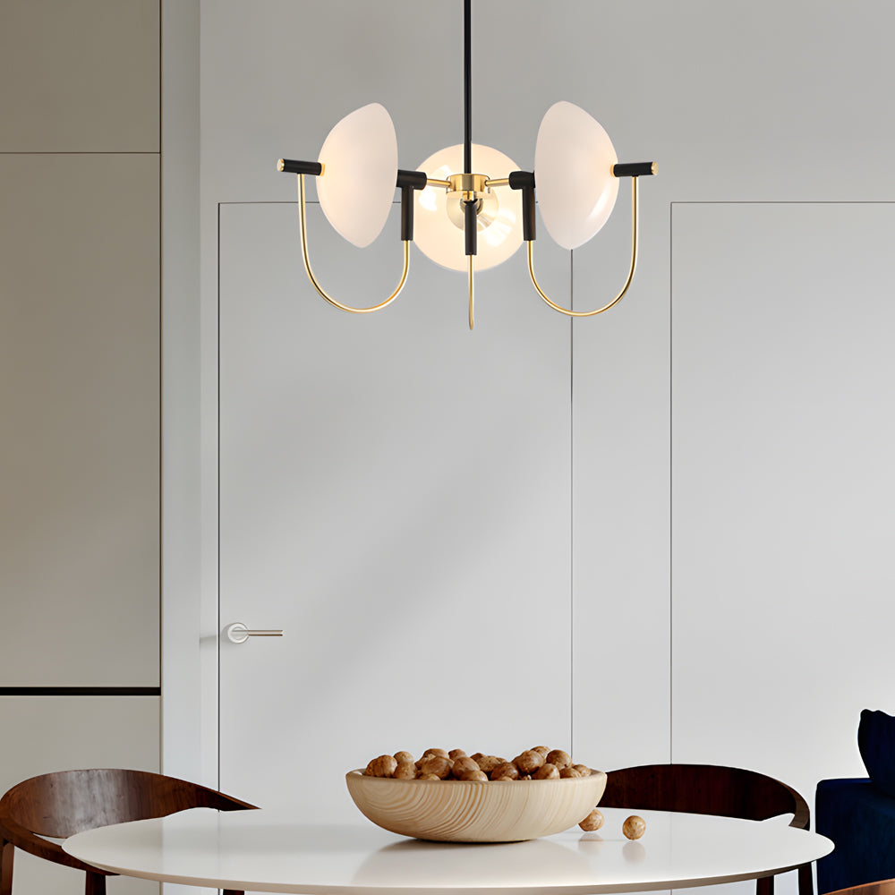 1 3 6 Heads Semicircular Opal Glass Dome Chandelier Aperture Pendant Light Hanging Ceiling Lighting