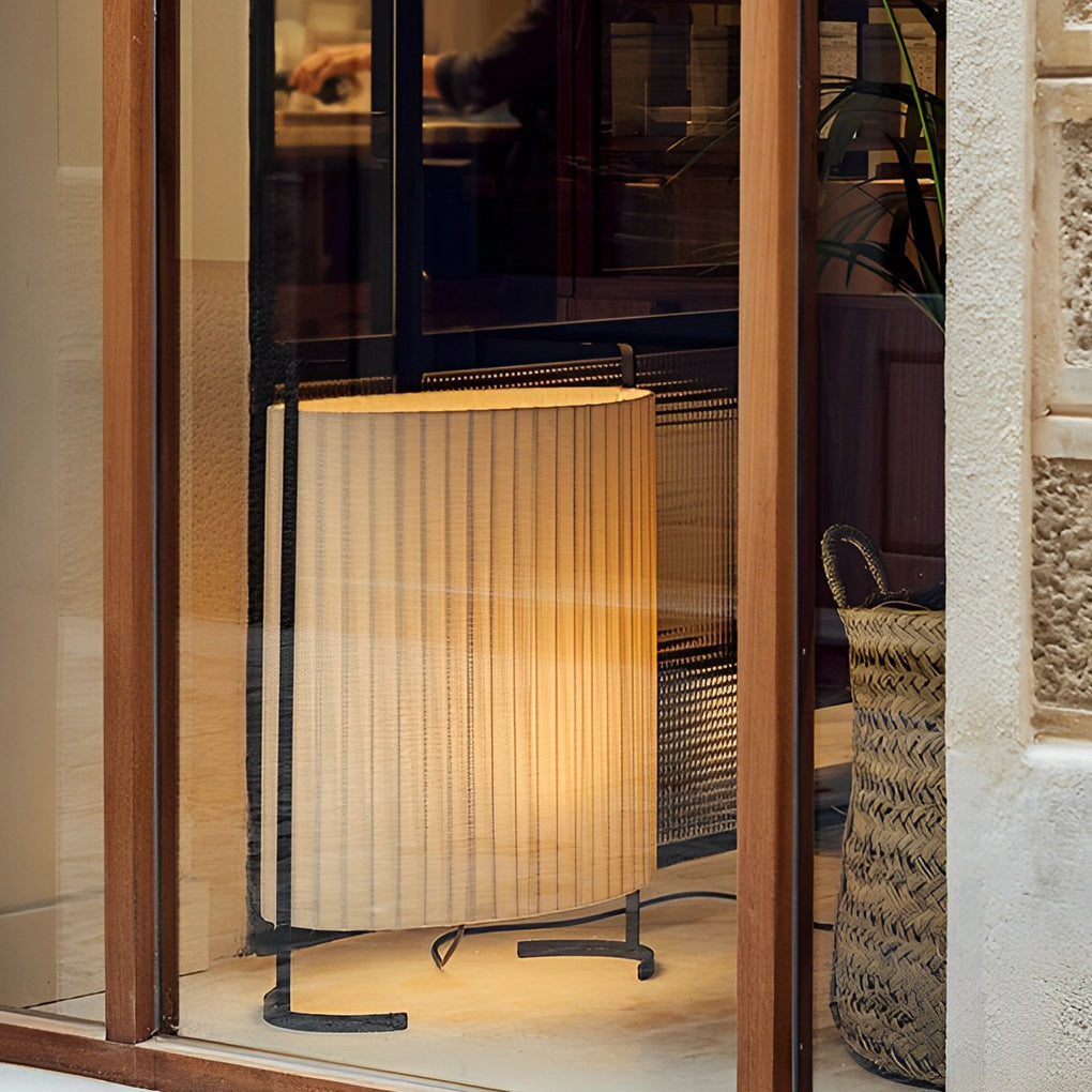 42 Inch Modern Japanese Style Fabric Outdoor Floor Lamp