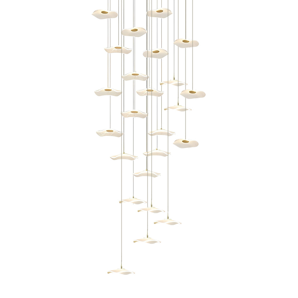 Lotus Leaves Led Staircase Chandelier Ha093921