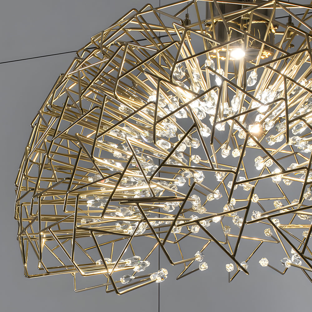 Metal Crystal Semicircular Sphere Stars Sparkle Post Modern Chandelier