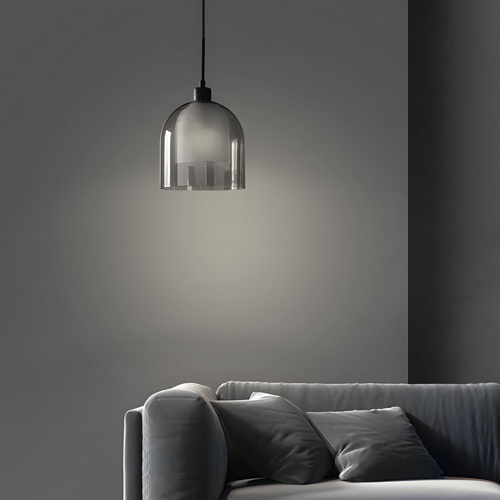 Double Glass Lampshade Wood Brown Pendant Light Li002713