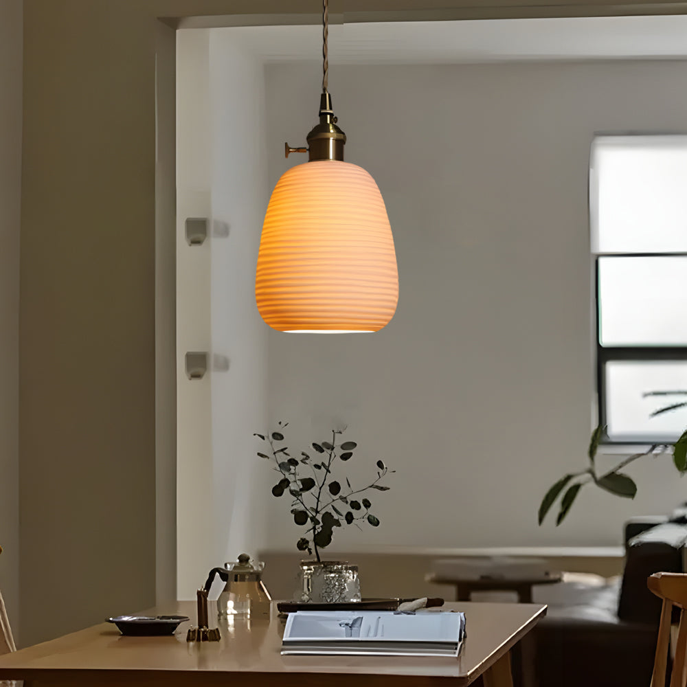 Handmade Ceramic Shade Japanese Style Pendant Light Li002664