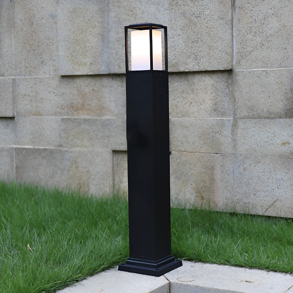 Modern Black Aluminum Bollard Path Light – 31.5" Tall Outdoor Square Lighting