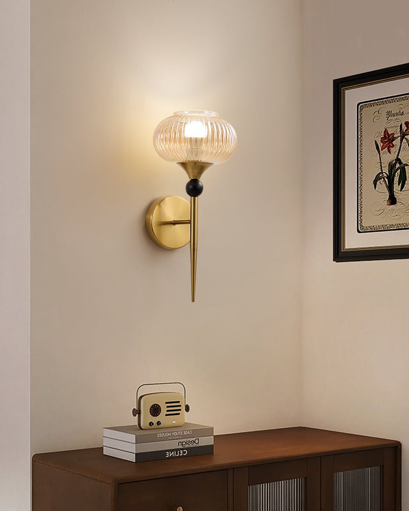 Isabelle Ribbed Glass Wall Sconce in Gold or Black
