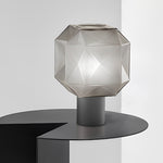 1 Light Cylinder And Cubo Smoke Glass Orb Modern Table Lamp