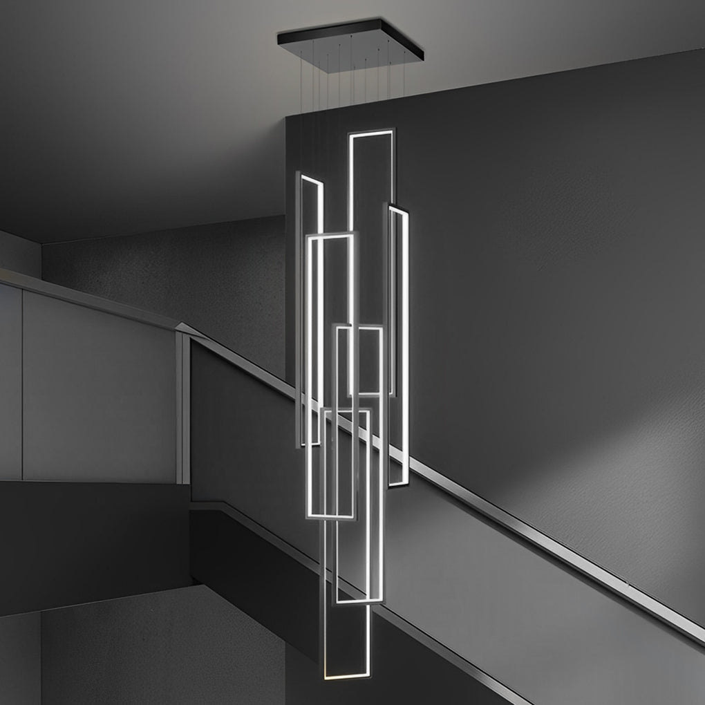 Nordic Black Aluminum LED Linear Staircase Chandelier