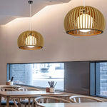 Hemispherical Wood Birdcage Glass Ball Shade Creative Modern Chandelier Li002752