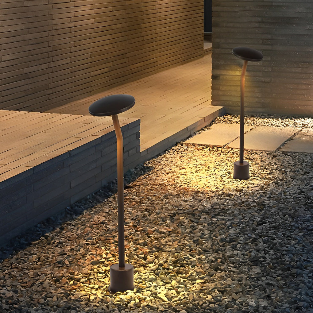 Mushroom LED Pathway Light in Brown Aluminum for Garden and Lawn