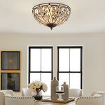 Crystal Adorned Roman Style Flush Mount Ceiling Fixture