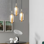 1 Light Amber Glass Shade Post Modern Pendant Lights Hanging Lamp