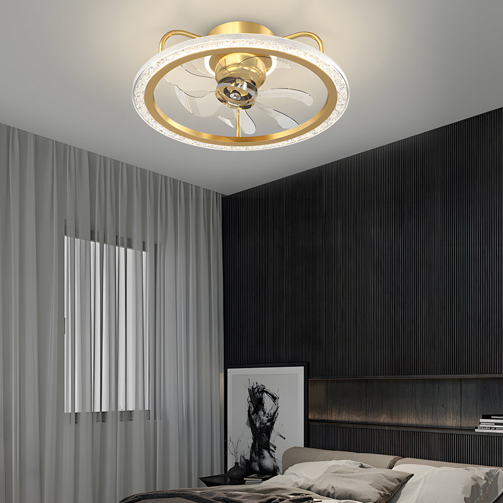 Creative 360 Shake Head Round 3 Step Dimming Modern Ceiling Fans With Light