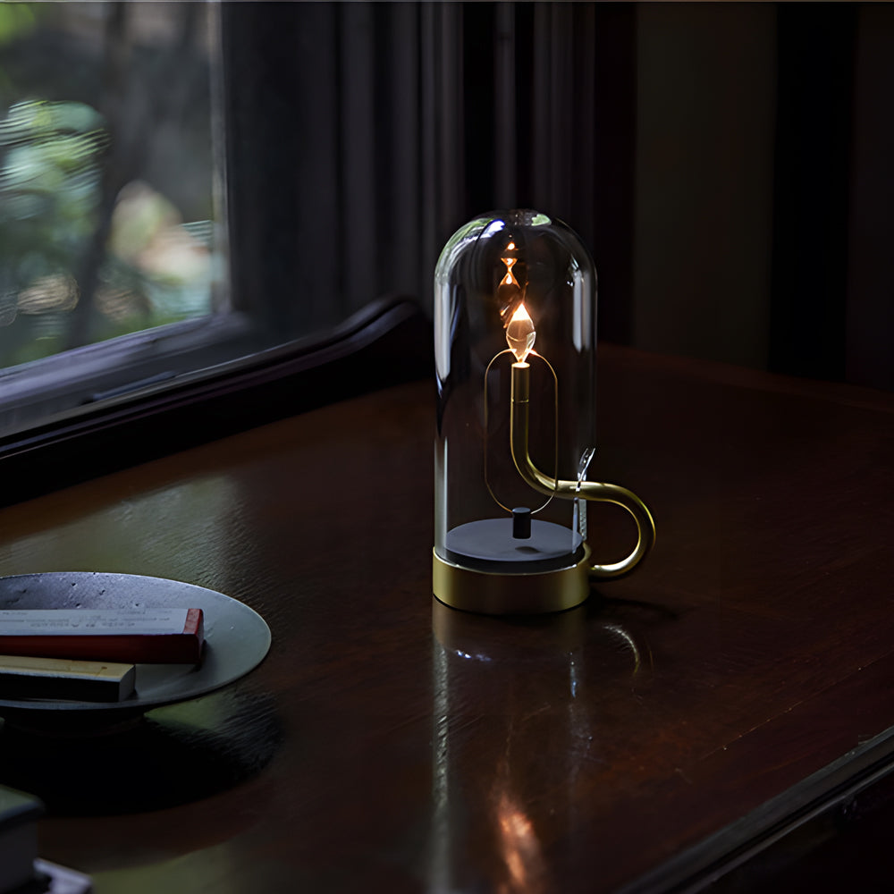 Glass Dome Hymn Accent Table Lamp Led Candle