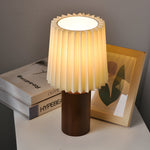 Wood Column Table Lamp With Pleated Empire Lampshade