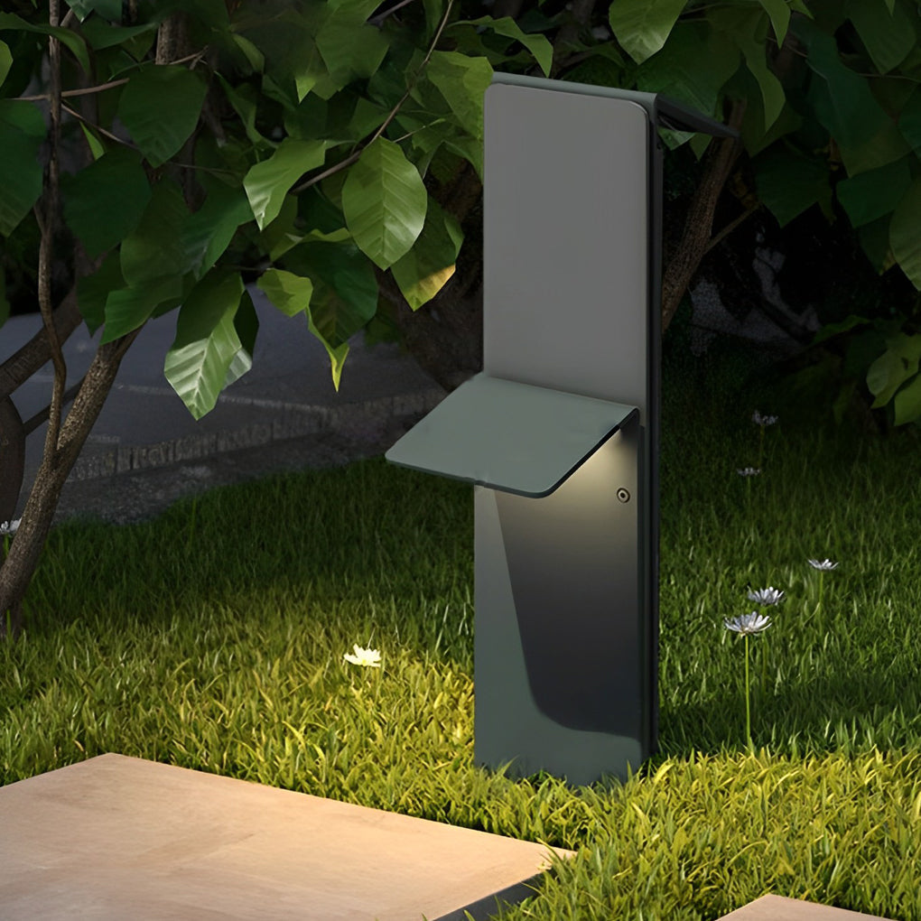 Solar Pathway Lights with Dual-Panel Downlighting in Gray Stainless Steel