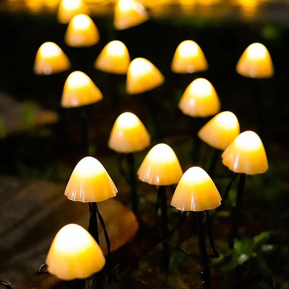 Outdoor Mini Mushroom Rgb Solar 16 40 Ft String Lights