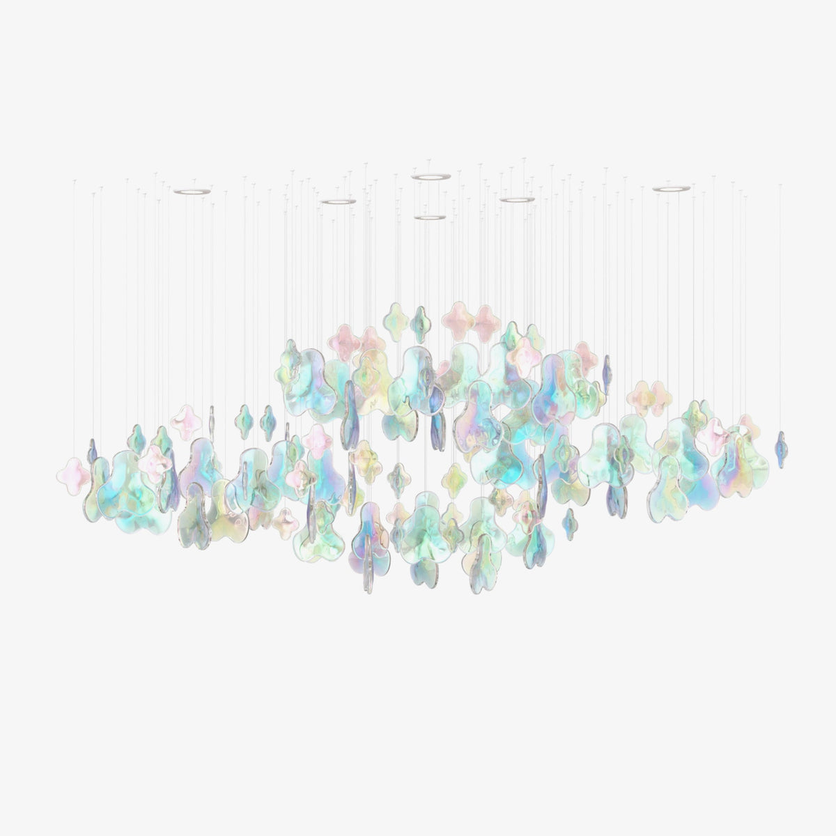 Iris Iridescent Blossom Chandelier – Modern Glass Pendant Light for Dining Room & Living Room