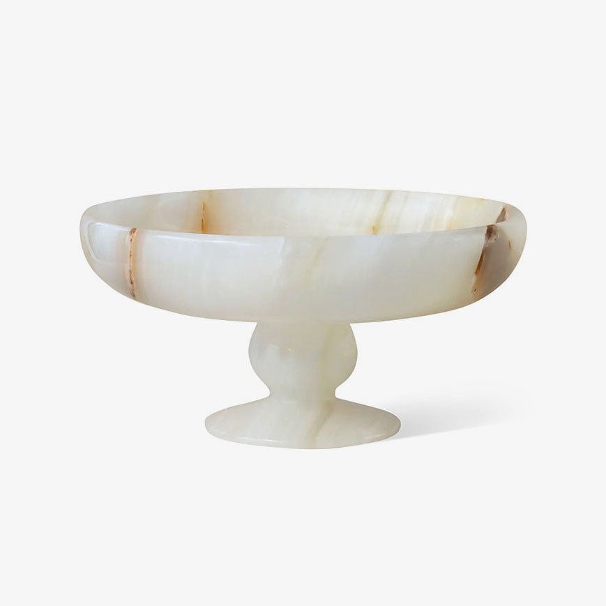 Petra Onyx Marble Pedestal Tray – Decorative Catchall Bowl