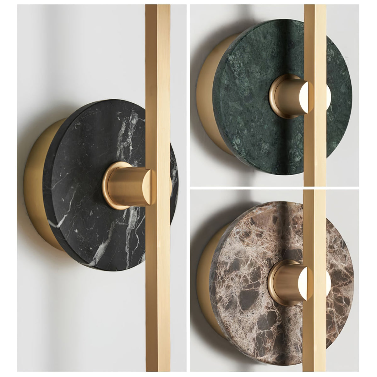Zylaro Stone Wall Light – Brushed Brass & Marble LED Sconce
