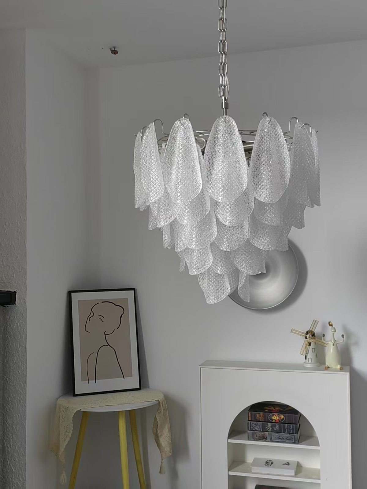 Murano Glass Teardrop Chandelier in Polished Metal for Modern Interiors