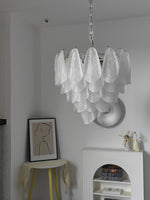 Murano Glass Teardrop Chandelier in Polished Metal for Modern Interiors