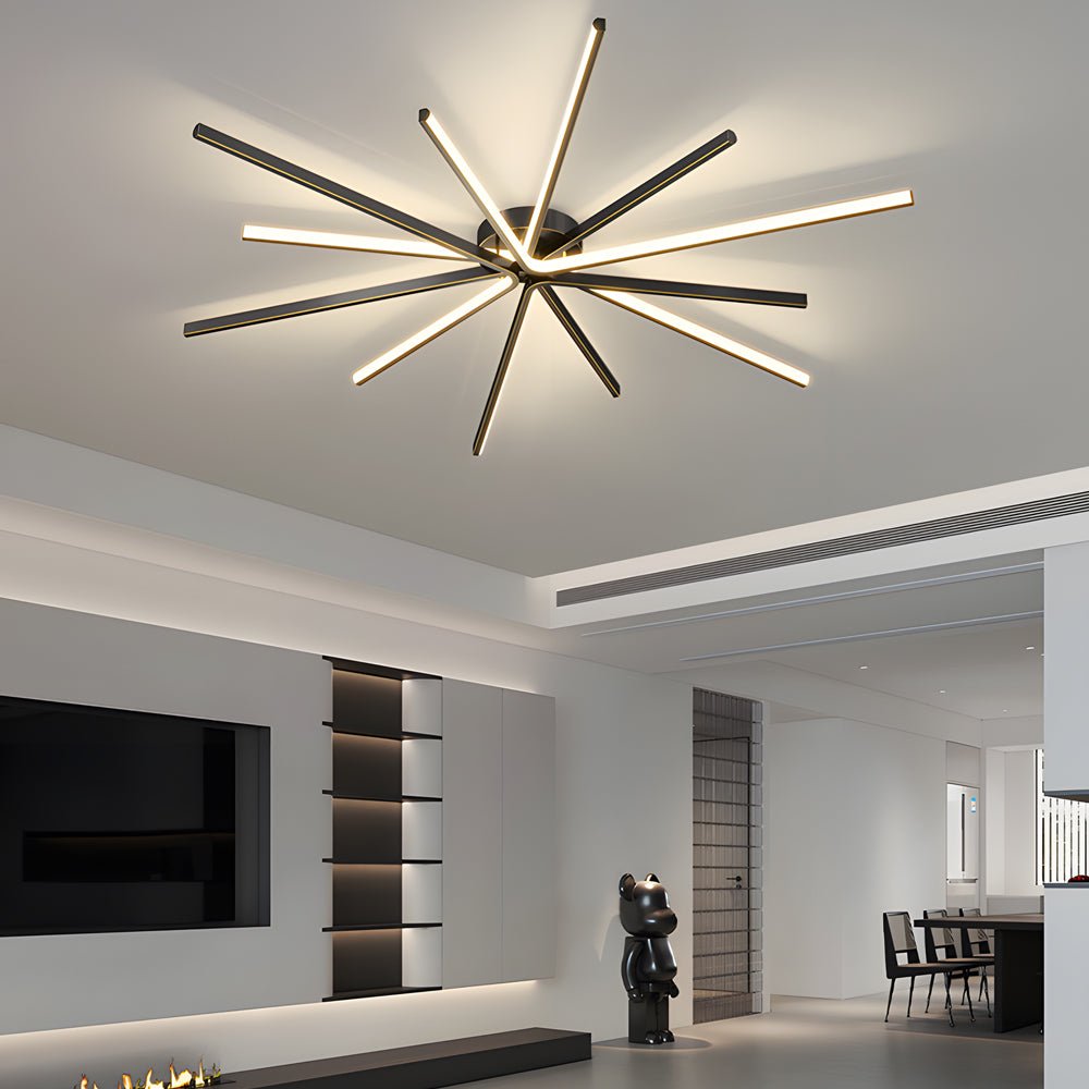 Aurelia Copper Starburst Semi-Flush Ceiling Light with Integrated LED