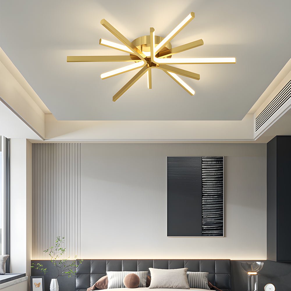 Aurelia Copper Starburst Semi-Flush Ceiling Light with Integrated LED