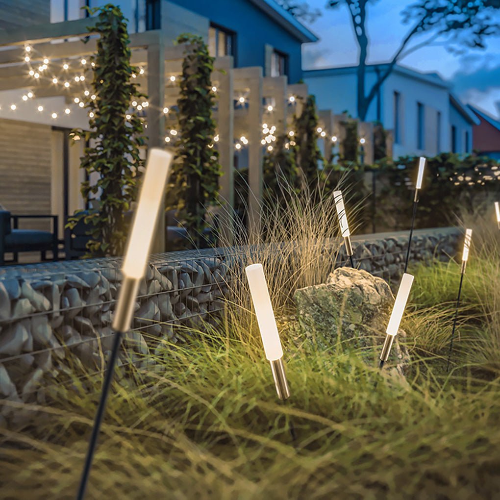 Architectural Solar Post Cap & Reed Garden Stake Lighting Set